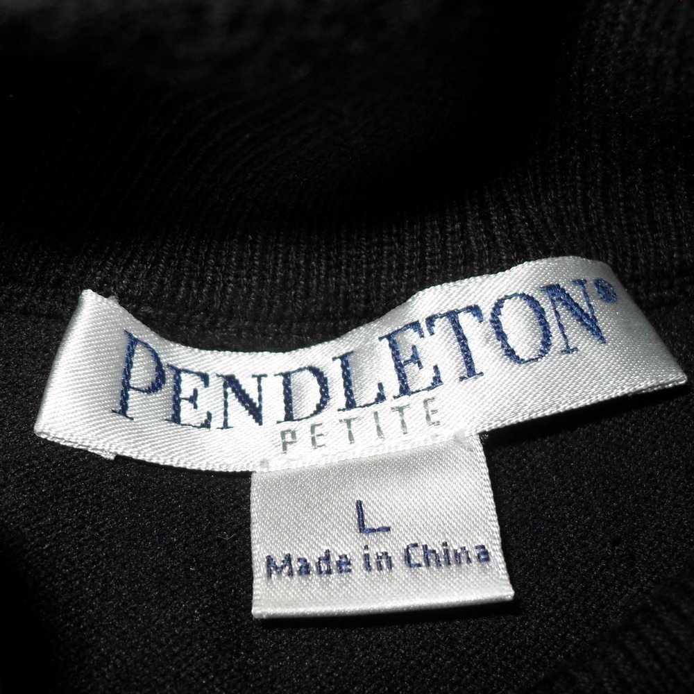 Pendleton Petite Turtleneck Long Sleeve Knit Top Pullover Sweater Black W Large